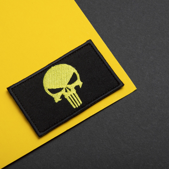 Набір шевронів 2 шт з липучкою PUNISHER Череп Каратель жовтий, вишитий патч 5х8 см, фото 6