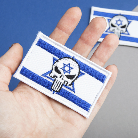 Набір шевронів 2 шт з липучкою PUNISHER Череп Каратель Прапор Ізраїлю, вишитий патч 5х8 см, фото 3 Набір шевронів 2 шт з липучкою PUNISHER Череп Каратель Прапор Ізраїлю, вишитий патч 5х8 см, фото 3
