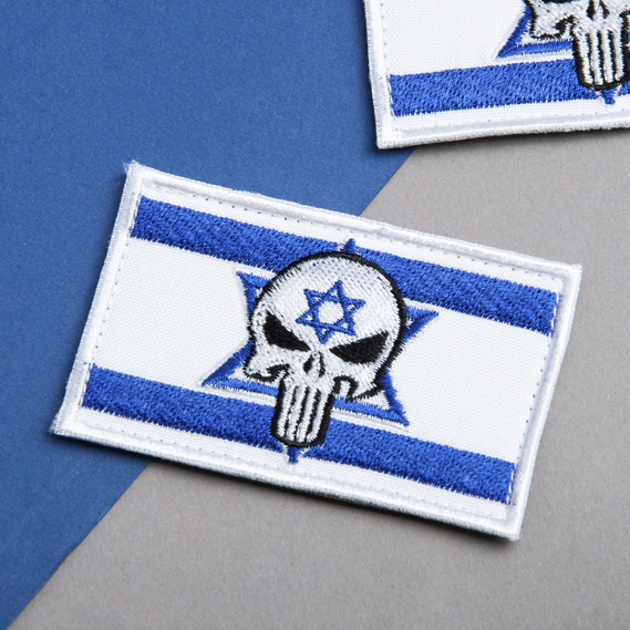 Набір шевронів 2 шт з липучкою PUNISHER Череп Каратель Прапор Ізраїлю, вишитий патч 5х8 см, фото 13 Набір шевронів 2 шт з липучкою PUNISHER Череп Каратель Прапор Ізраїлю, вишитий патч 5х8 см, фото 13