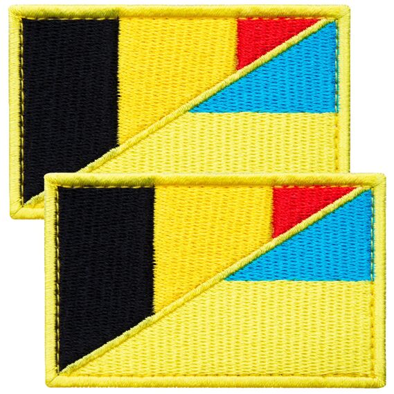 Набір шевронів 2 шт з липучкою Прапор України та Бельгії 5х8 см, фото 1 Набір шевронів 2 шт з липучкою Прапор України та Бельгії 5х8 см, фото 1