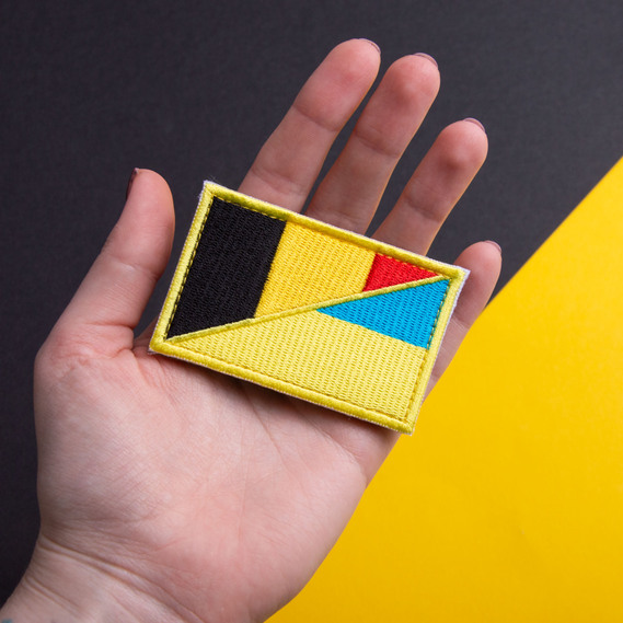 Набір шевронів 2 шт з липучкою Прапор України та Бельгії 5х8 см, фото 3 Набір шевронів 2 шт з липучкою Прапор України та Бельгії 5х8 см, фото 3