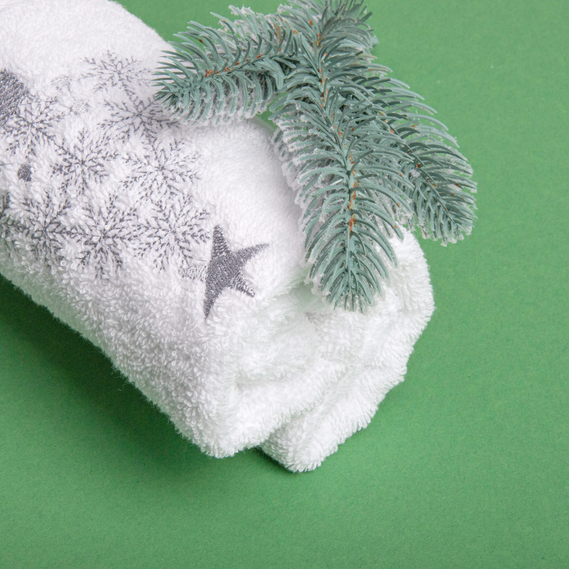 Set of towels 2 pcs terry with embroidery and waffle 50*90 cm ялинка, фото 3