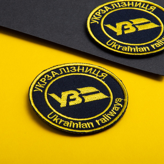 Шеврон на липучці Укрзалізниця круглий синій 7 см, фото 5