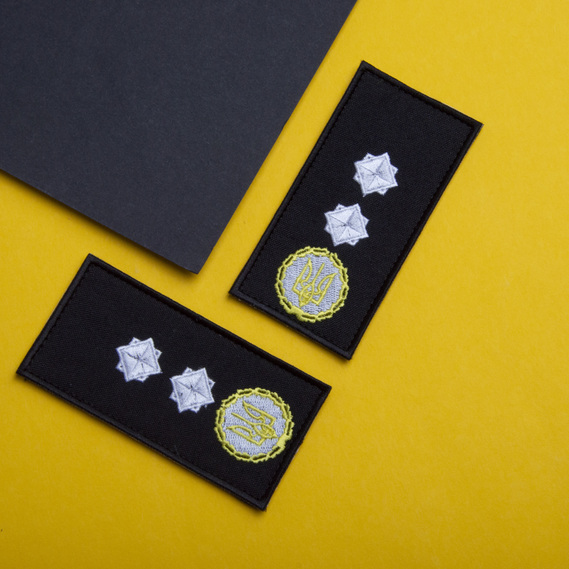 Chevron patch on velcro of the epaulettes of the DSNS rank Lieutenant General, embroidered patch 5x10 cm, фото 3