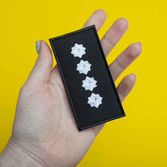 Chevron patch on Velcro epaulet with the rank of DSNS Captain, embroidered patch 5x10 cm, фото 3