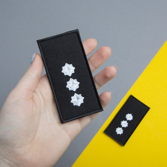 Chevron patch with Velcro, epaulet rank DSNS Senior Lieutenant, embroidered patch 5x10 cm, фото 2 Chevron patch with Velcro, epaulet rank DSNS Senior Lieutenant, embroidered patch 5x10 cm, фото 2