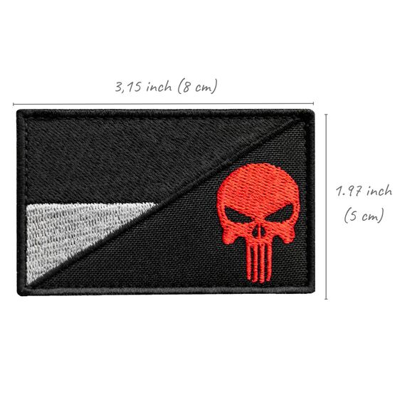 Set of 2 chevrons with velcro Flag of Ukraine and Skull Punisher 5x8 cm, фото 3 Set of 2 chevrons with velcro Flag of Ukraine and Skull Punisher 5x8 cm, фото 3