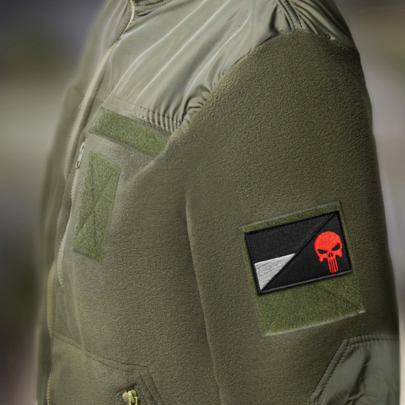 Набор шевронов 2 шт с липучкой Флаг Украины и Череп Каратель черный 5х8 см, фото 4