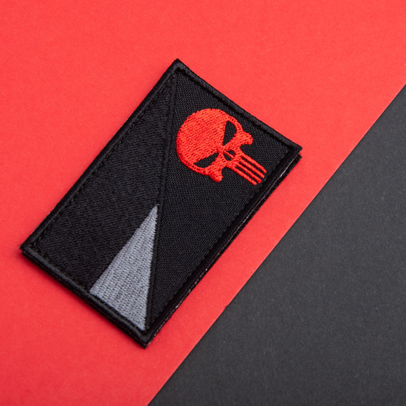 Набор шевронов 2 шт с липучкой Флаг Украины и Череп Каратель черный 5х8 см, фото 7