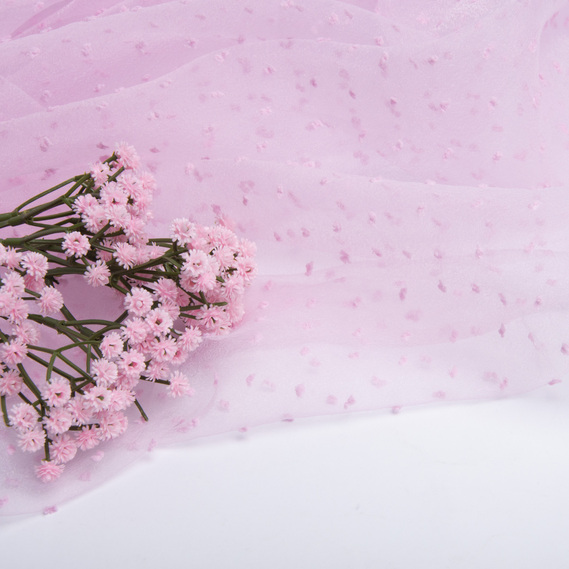 Тканина органза Dobby однотонна рожева, фото 3