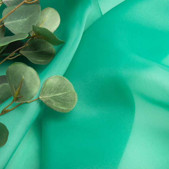 Silk organza fabric 145 cm 55 gsm for carnival, evening costumes, dresses, and decoration зелена, фото 3