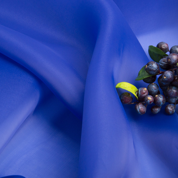 Silk organza fabric 145 cm 55 gsm for carnival, evening costumes, dresses, and decoration синя, фото 3