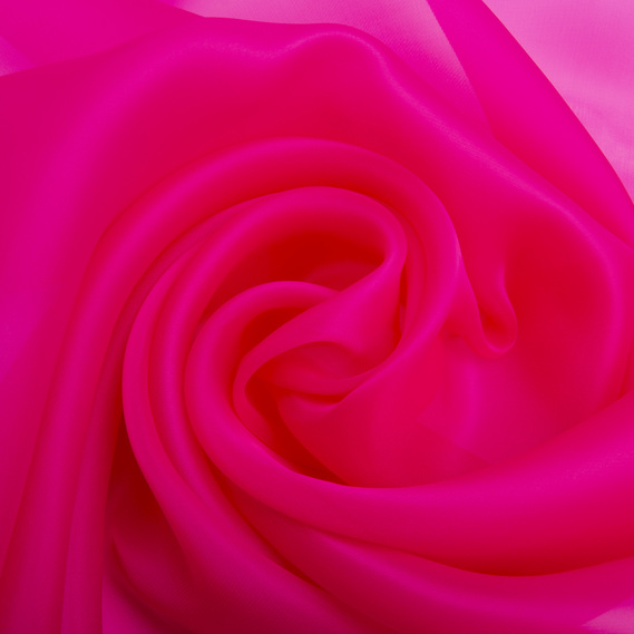 Тканина органза шовк 145 см 55 г/м2 для карнавальних, вечірніх костюмів, суконь, для декору малина, фото 1