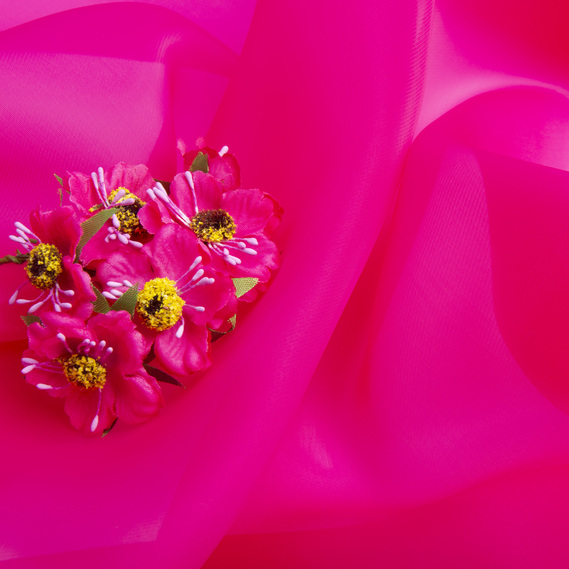 Тканина органза шовк 145 см 55 г/м2 для карнавальних, вечірніх костюмів, суконь, для декору малина, фото 3