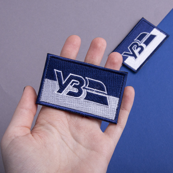 Шеврон нашивка на липучке Укрзалізниця синий, вышитый патч 5х8 см, фото 2