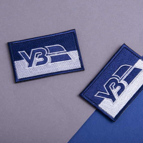 Шеврон нашивка на липучке Укрзалізниця синий, вышитый патч 5х8 см, фото 4