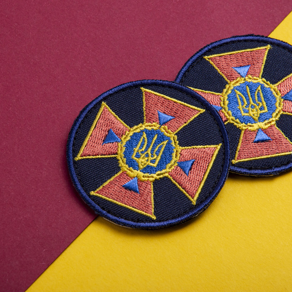 Шеврон нашивка на липучке кокарда ДСНС 6 см, вышитый патч, фото 3