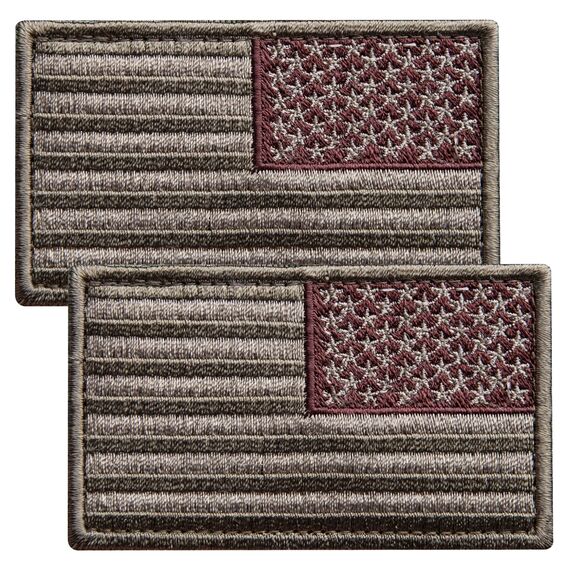 Set of chevrons 2 pcs with Velcro USA Flag khaki mirrored 5x8 cm, embroidered patch, фото 1