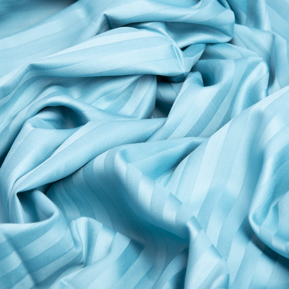 Ткань сатин страйп для постельного белья жаккард в полоску 1 см, хлопок, пл 130 гр/м2, 240 см V-48 т/ бірюза, фото 2