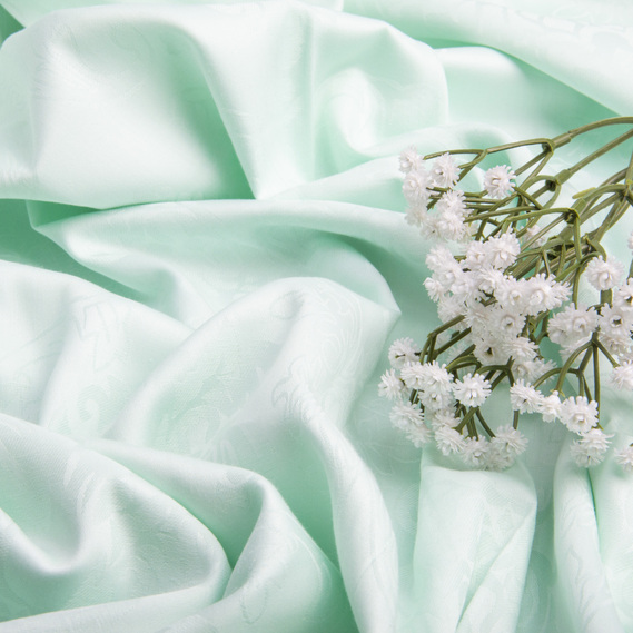 Satin Jacquard Solid Fabric V-52 Hunkar v-68 м`ята, фото 3