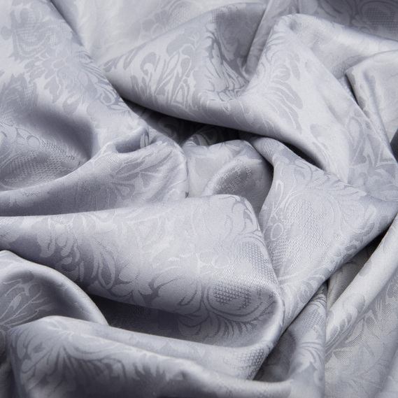 Тканина сатин жакард однотонний V-19 сіро синій, фото 2