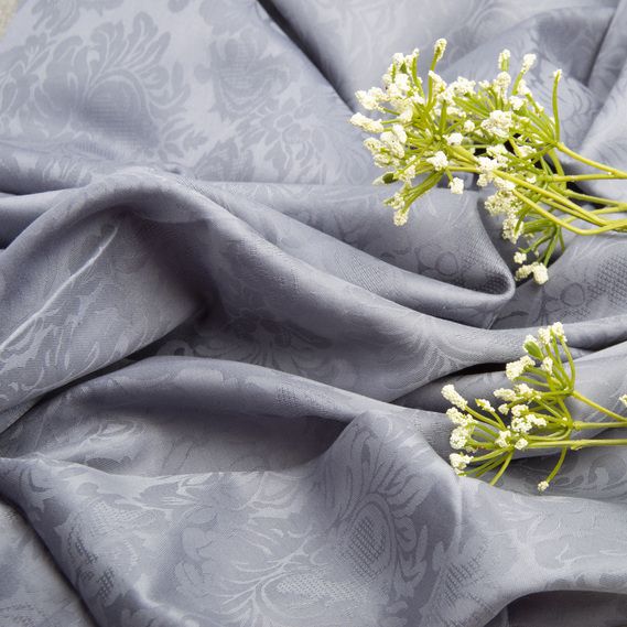 Тканина сатин жакард однотонний V-19 сіро синій, фото 3