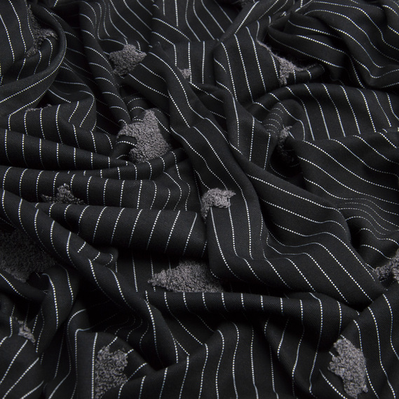 Ткань трикотаж Звезда в полоску чорний, фото 2 Ткань трикотаж Звезда в полоску чорний, фото 2