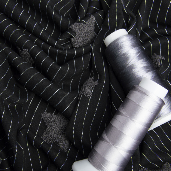 Ткань трикотаж Звезда в полоску чорний, фото 3 Ткань трикотаж Звезда в полоску чорний, фото 3