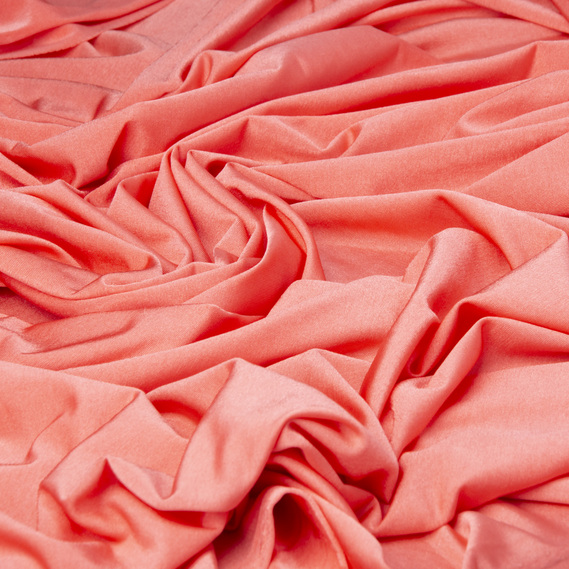 Тканина трикотаж Crystal, 150 см, для спортивних костюмів, гольфів, кардиганів, світшотів і водолазок св/корал, фото 2 Тканина трикотаж Crystal, 150 см, для спортивних костюмів, гольфів, кардиганів, світшотів і водолазок св/корал, фото 2