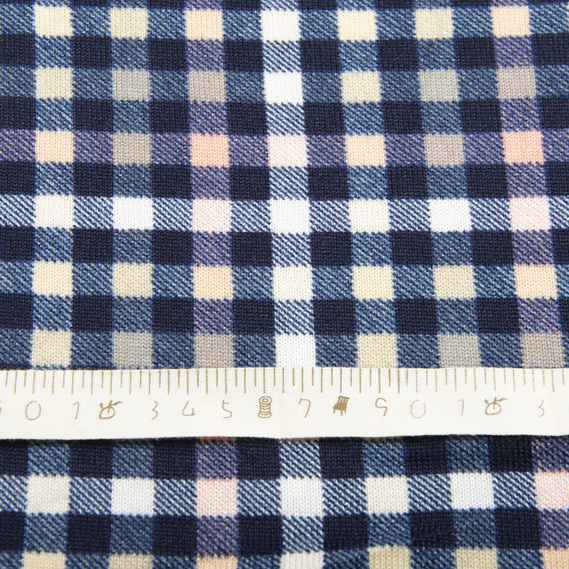 Vermont Knit Fabric клітина дрібна корал синя, фото 4