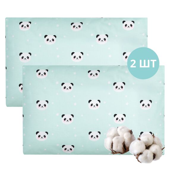 Pillowcase 40x60 cm cotton TM PAPAELLA ranforce панда м`ята, фото 1