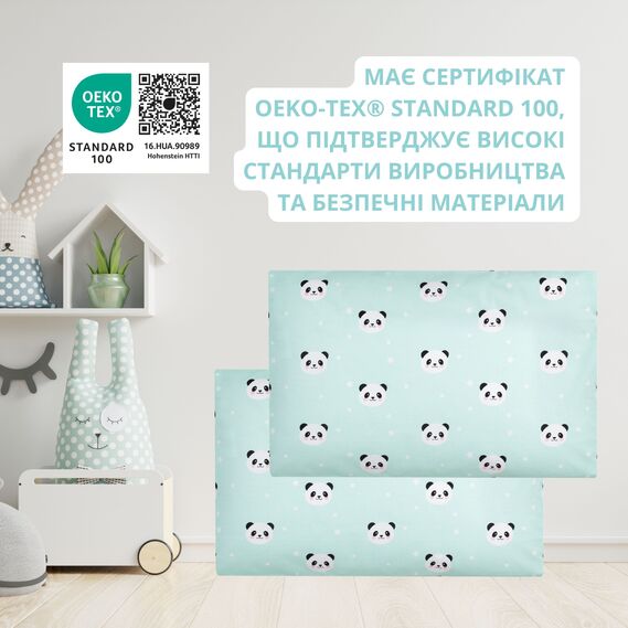Наволочка на подушку 50х70 см бавовна TM PAPAELLA бязь ранфорс панда м`ята, фото 3 Наволочка на подушку 50х70 см бавовна TM PAPAELLA бязь ранфорс панда м`ята, фото 3