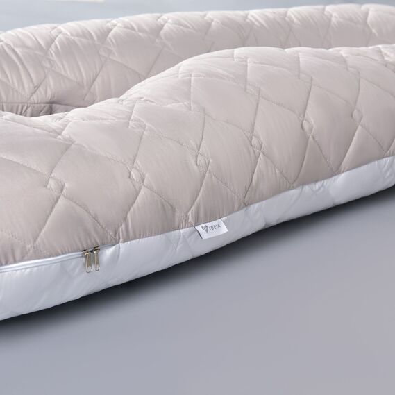 Наволочка на П-подушку зі стібкою для вагітних та відпочинку 140х75х20 см з блискавкою св.сіра/біла, фото 5