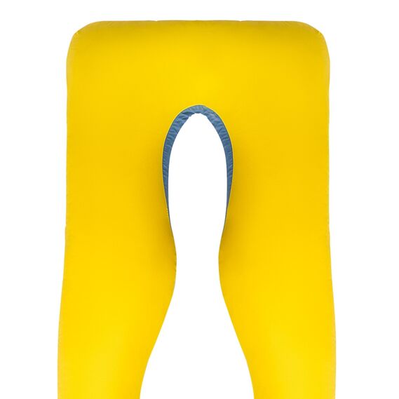 Наволочка на П-подушку для беременных и отдыха 140х75х20 см с молнией жовта/джинс, фото 3