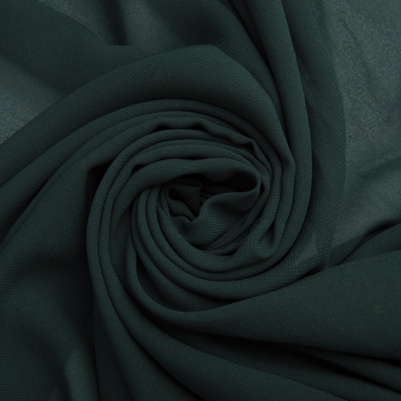 Dress fabric chiffon Sheila lightweight semi-transparent for dresses, blouses, accessories темно зелений, фото 1