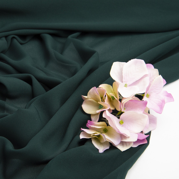 Dress fabric chiffon Sheila lightweight semi-transparent for dresses, blouses, accessories темно зелений, фото 3