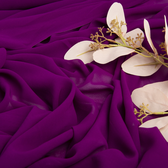 Тканина платтяна шифон Sheila легка напівпрозора для суконь, блузок, аксесуарів світлий фіолет, фото 3