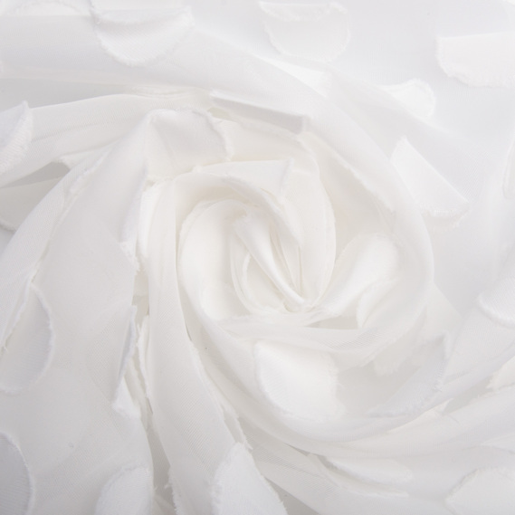 Ткань шифон жаккард Горох білий, фото 1 Ткань шифон жаккард Горох білий, фото 1