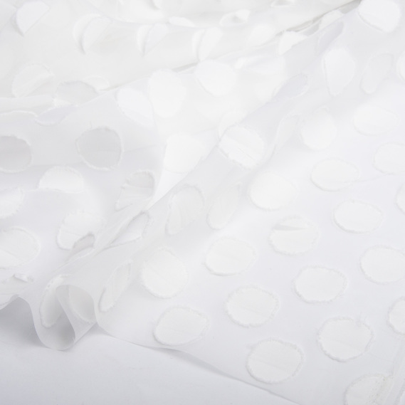 Ткань шифон жаккард Горох білий, фото 2 Ткань шифон жаккард Горох білий, фото 2