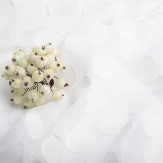 Ткань шифон жаккард Горох білий, фото 3 Ткань шифон жаккард Горох білий, фото 3