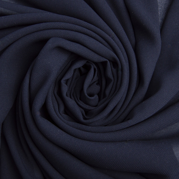Dress fabric chiffon Sheila lightweight semi-transparent for dresses, blouses, accessories navy, фото 1
