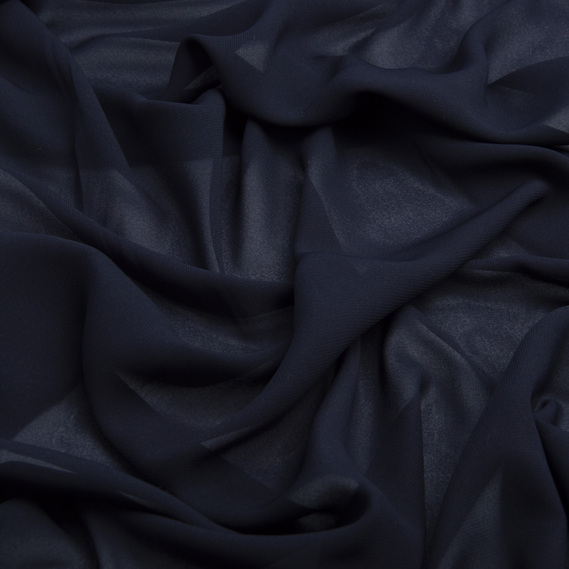 Dress fabric chiffon Sheila lightweight semi-transparent for dresses, blouses, accessories navy, фото 2