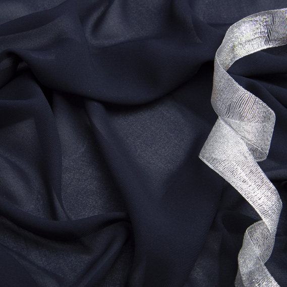 Dress fabric chiffon Sheila lightweight semi-transparent for dresses, blouses, accessories navy, фото 3