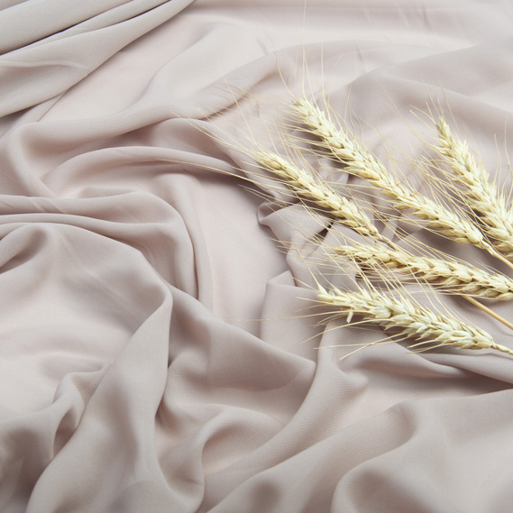 Dress fabric chiffon Sheila lightweight semi-transparent for dresses, blouses, accessories беж, фото 3