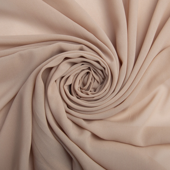 Ткань плательная шифон Sheila легкая полупрозрачная для платьев, блуз. аксессуаров темний беж, фото 1