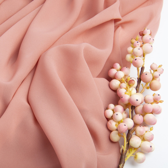 Тканина платтяна шифон Sheila легка напівпрозора для суконь, блузок, аксесуарів темна пудра, фото 3 Тканина платтяна шифон Sheila легка напівпрозора для суконь, блузок, аксесуарів темна пудра, фото 3