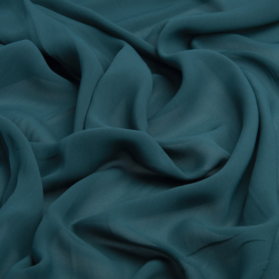 Ткань плательная шифон Sheila легкая полупрозрачная для платьев, блуз. аксессуаров зелено синій, фото 2 Ткань плательная шифон Sheila легкая полупрозрачная для платьев, блуз. аксессуаров зелено синій, фото 2
