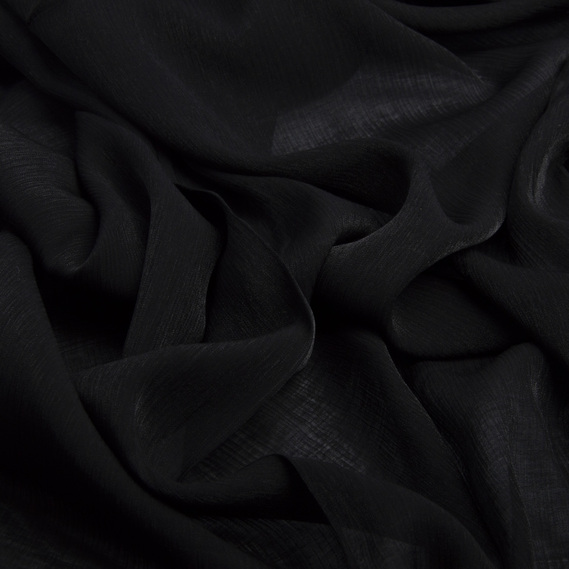 Ткань шифон блеск Сандрикс однотонная чорний, фото 2 Ткань шифон блеск Сандрикс однотонная чорний, фото 2