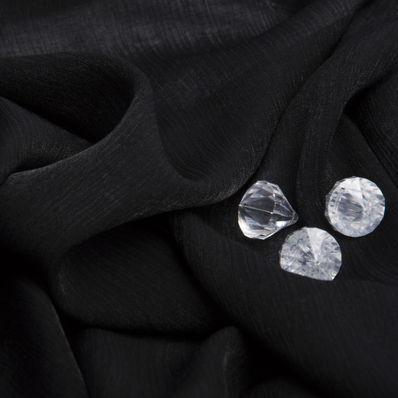 Ткань шифон блеск Сандрикс однотонная чорний, фото 3 Ткань шифон блеск Сандрикс однотонная чорний, фото 3