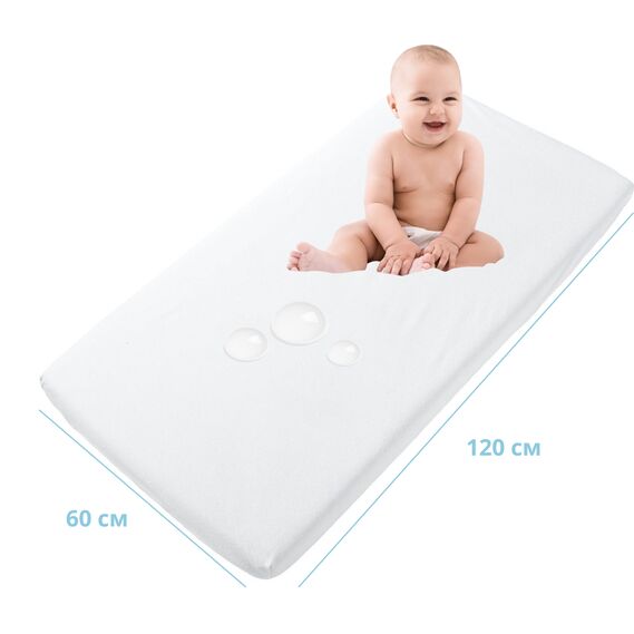 Наматрасник детский 2 шт водоотталкивающий PAPAELLA 60х120х15 см в кроватку натяжной с бортом, защитный непромокаемый, фото 7